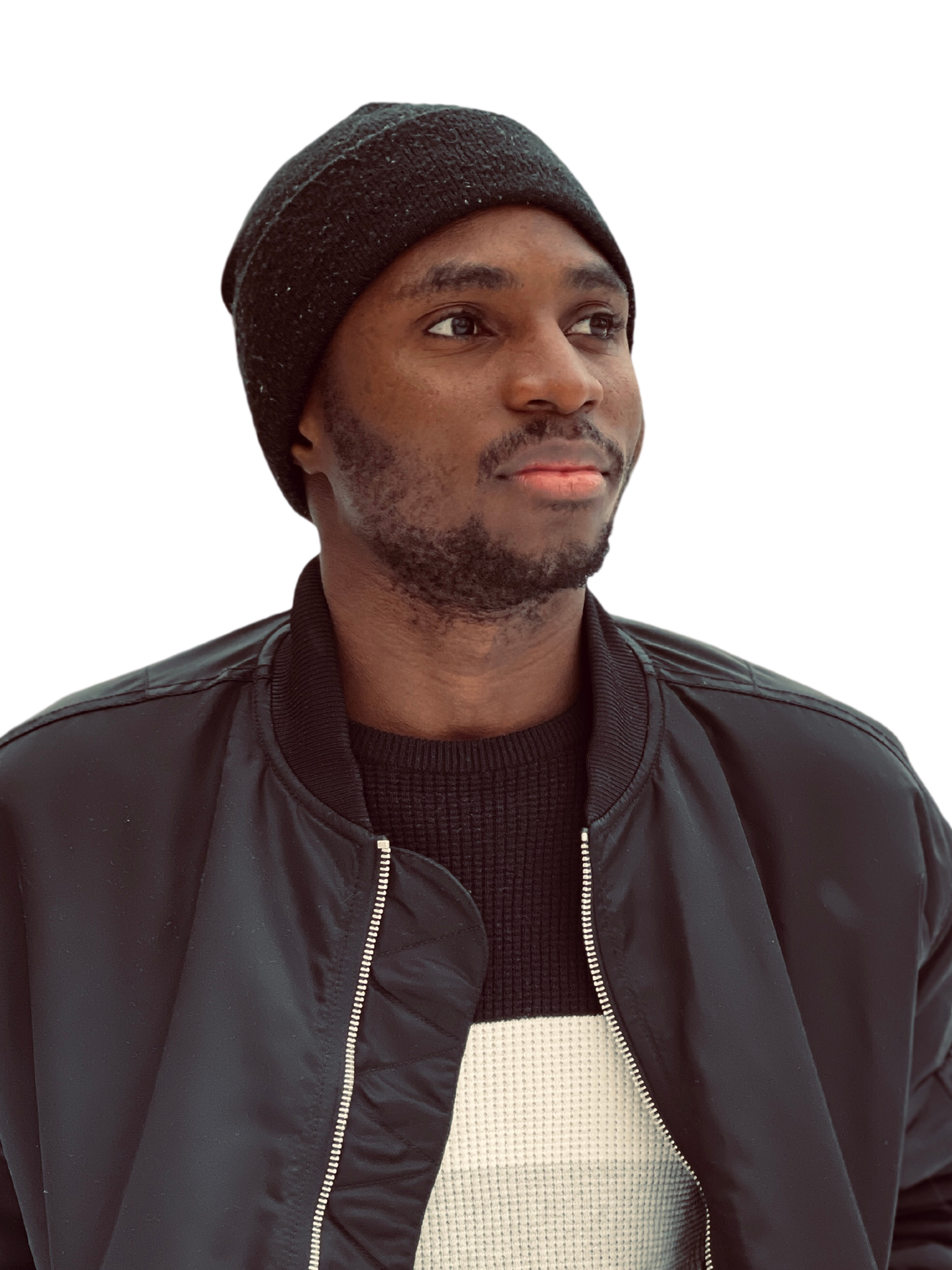 photo of israel with a black headsock and a black jacket